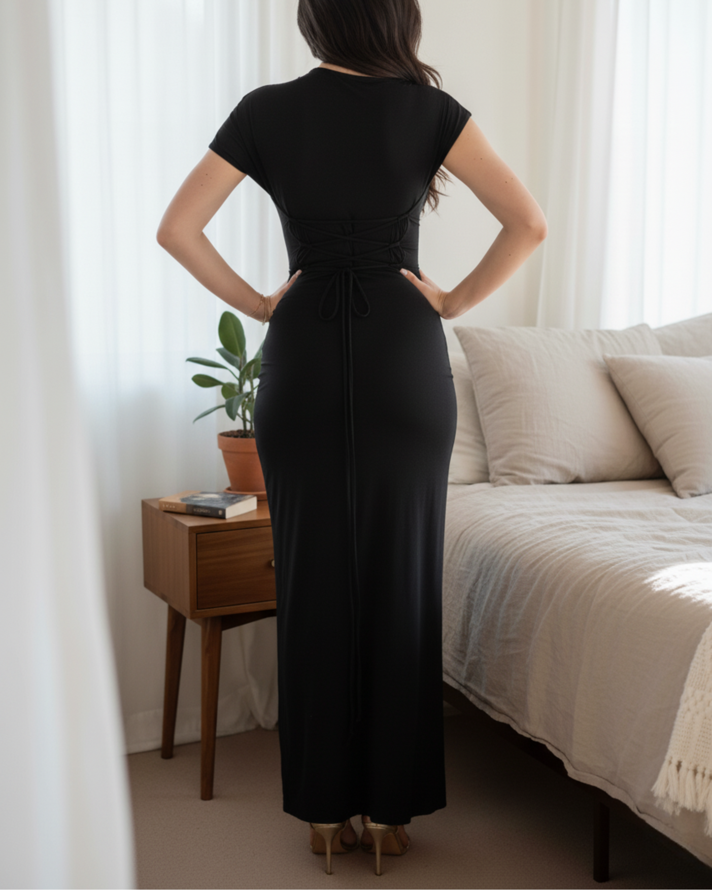 The Draped Knot-Front Maxi Dress