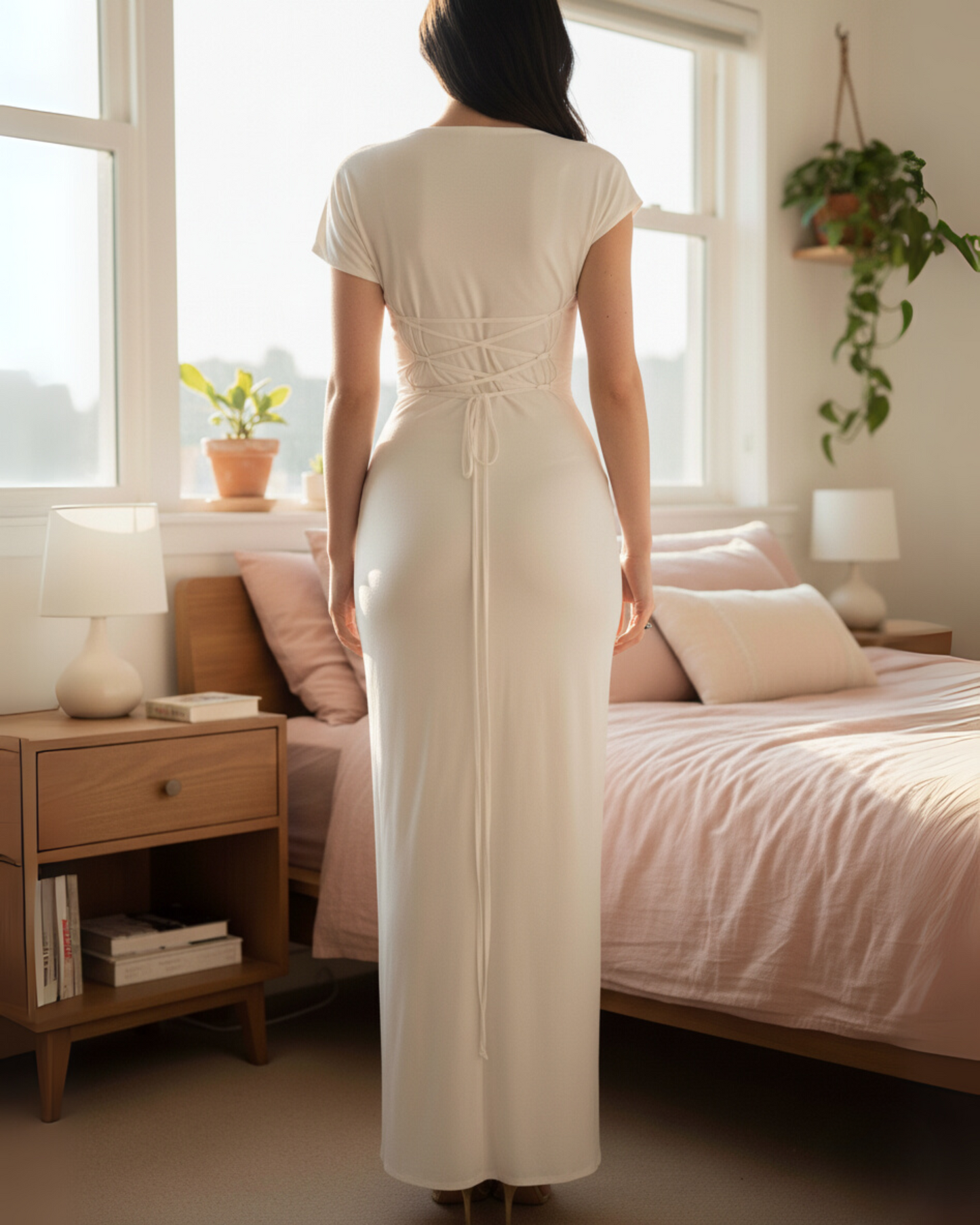 The Draped Knot-Front Maxi Dress