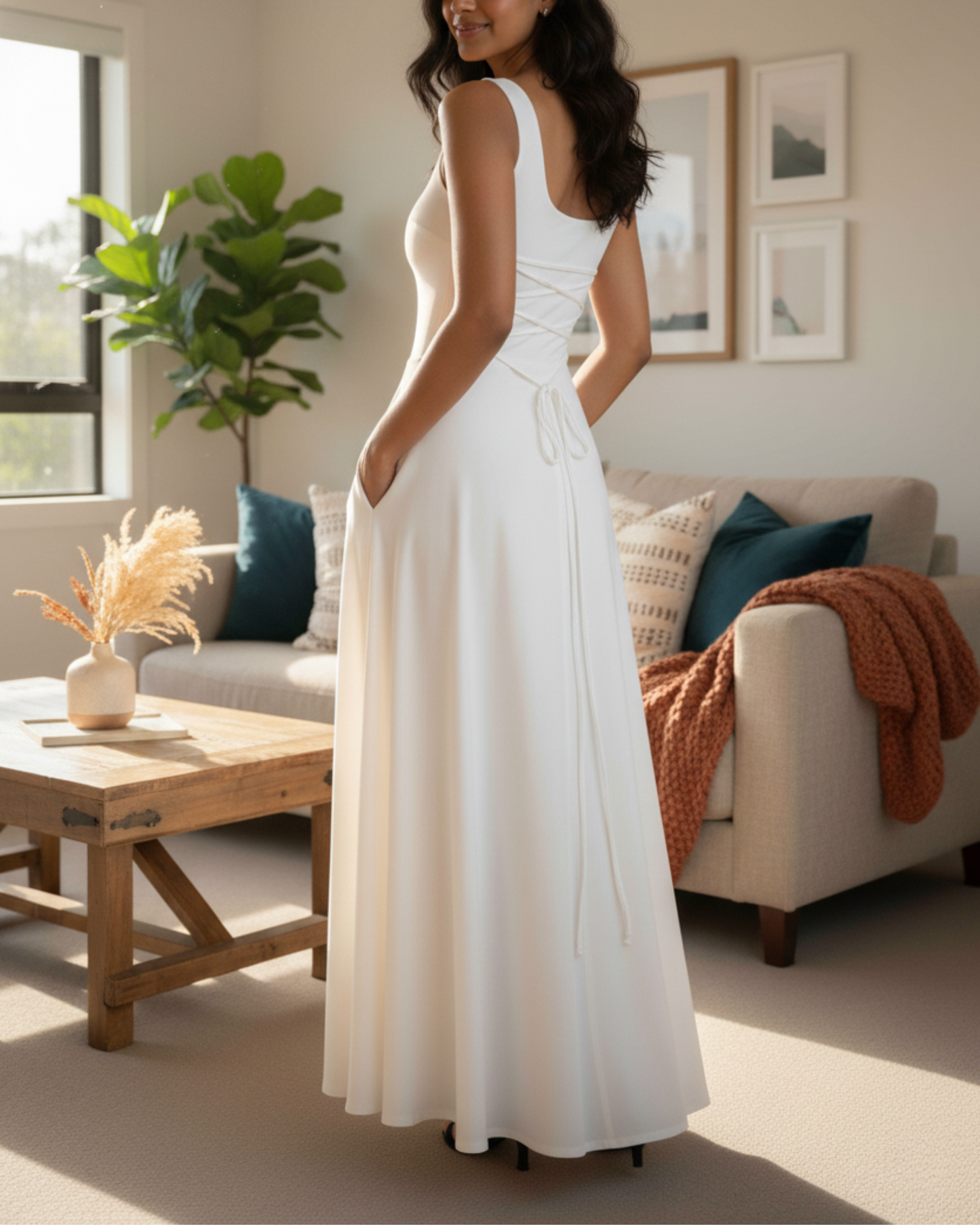 The Flowy Lace-Up Maxi Dress