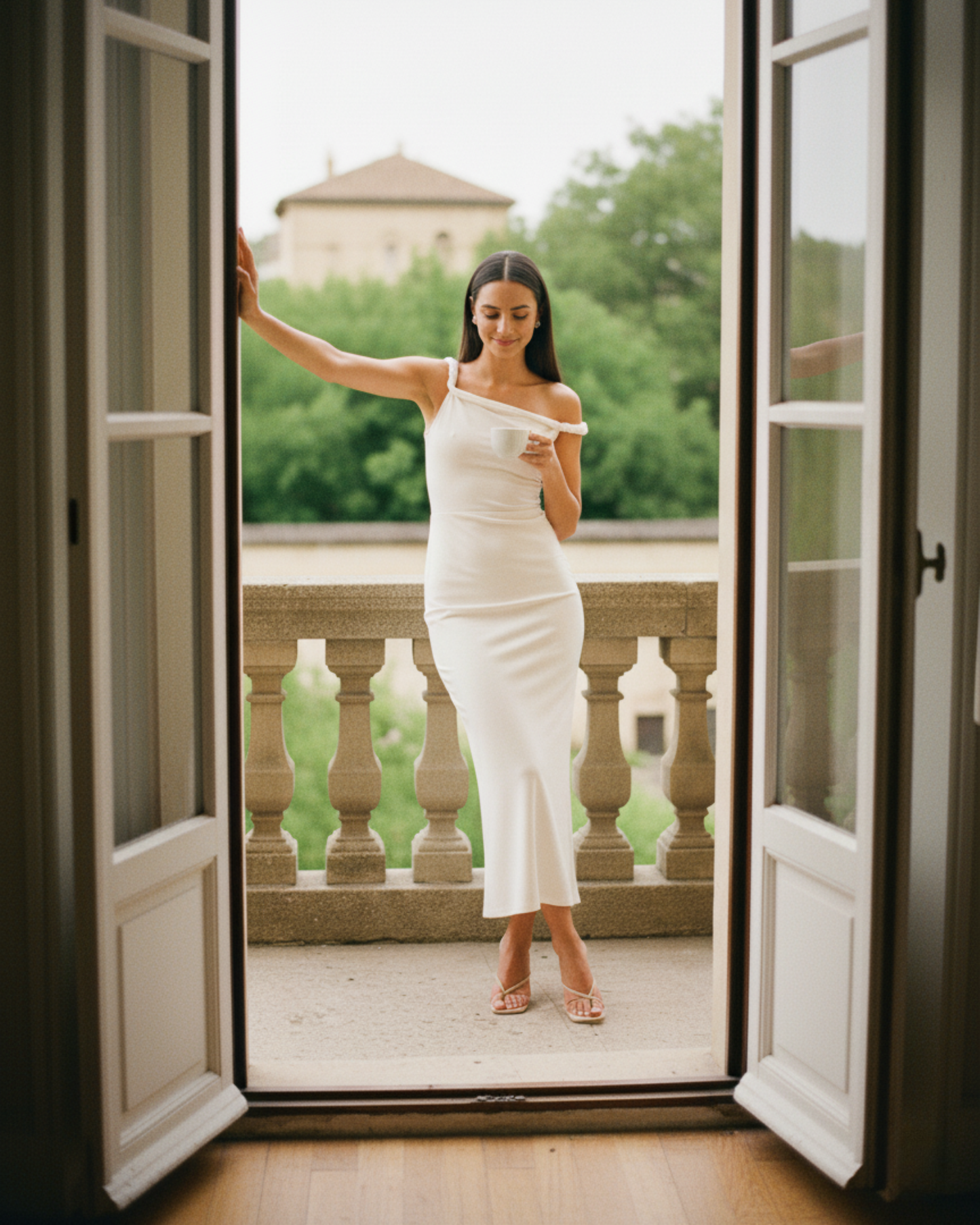 The Riviera Twist Shoulder Maxi Dress