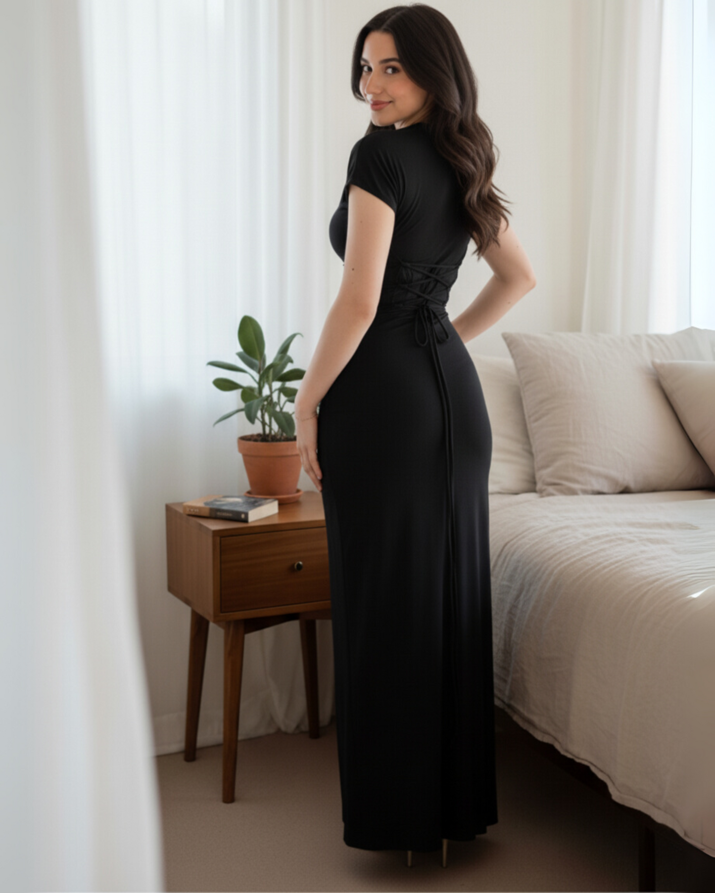 The Draped Knot-Front Maxi Dress